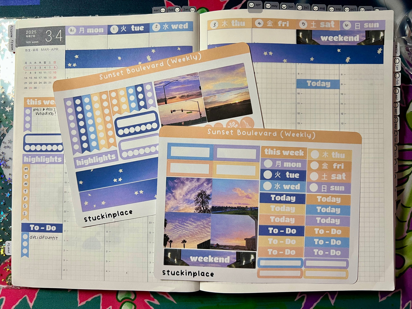 Sunset Boulevard Hobonichi Techo Cousin Weekly Sticker Kit