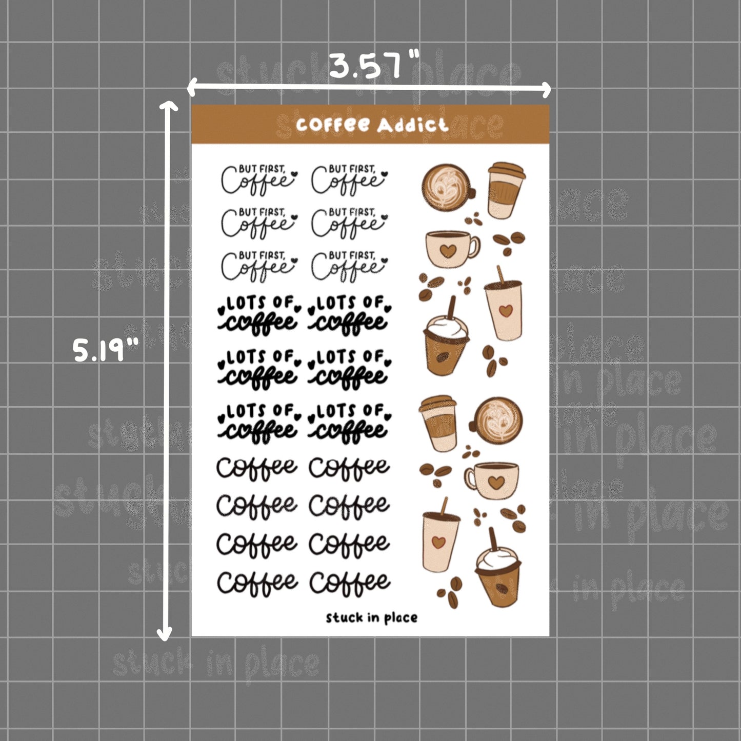 Coffee Addict Sticker Sheet | Planner Stickers