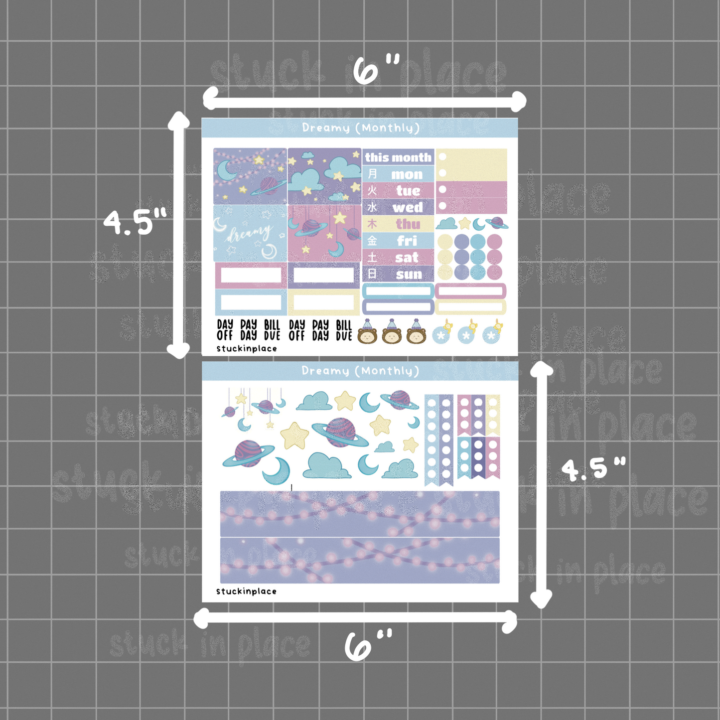 Dreamy Hobonichi Techo Cousin Monthly Planner Stickers
