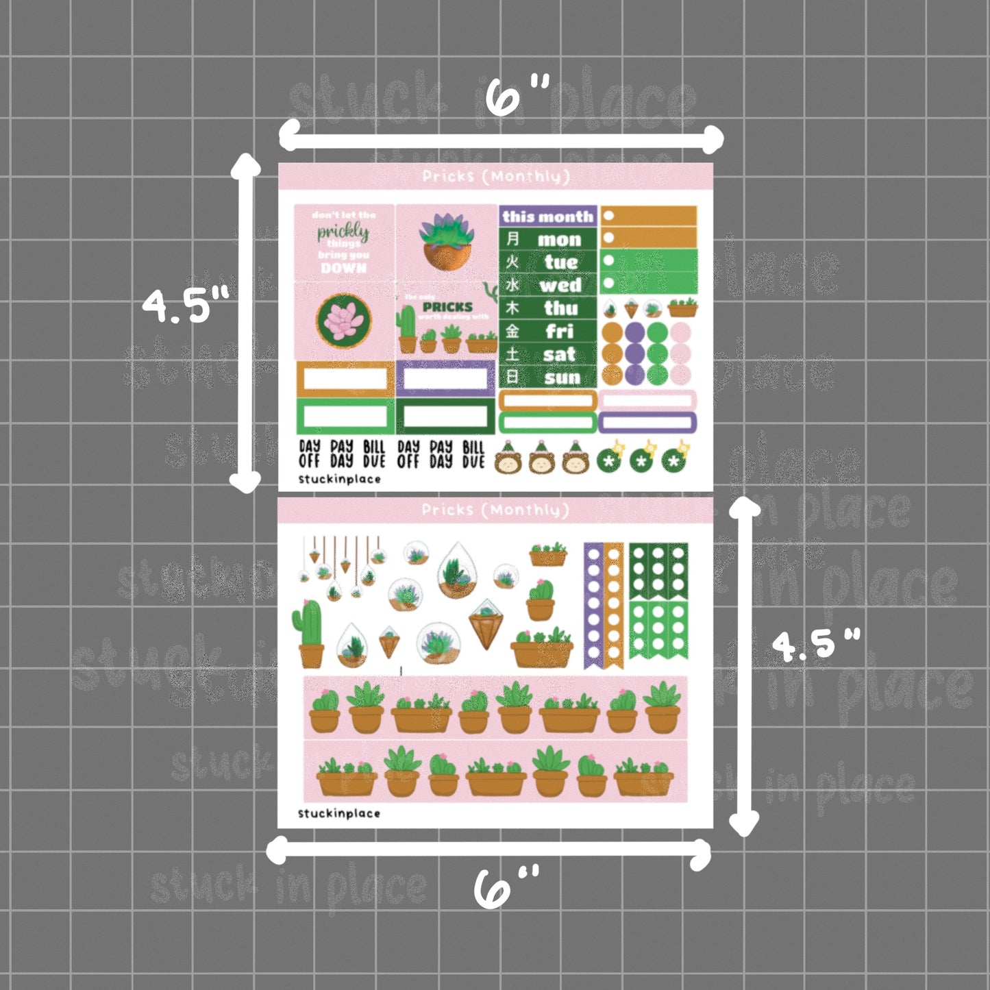 Pricks Hobonichi Techo Cousin Monthly Planner Stickers