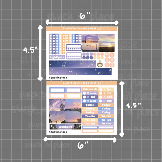 Sunset Boulevard Hobonichi Techo Cousin Weekly Sticker Kit