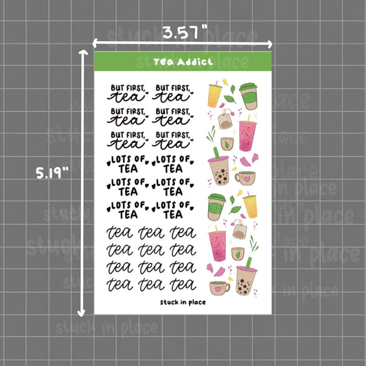 Tea Addict Sticker Sheet | Planner Stickers