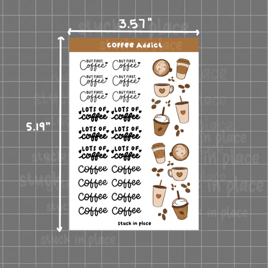 Coffee Addict Sticker Sheet | Planner Stickers